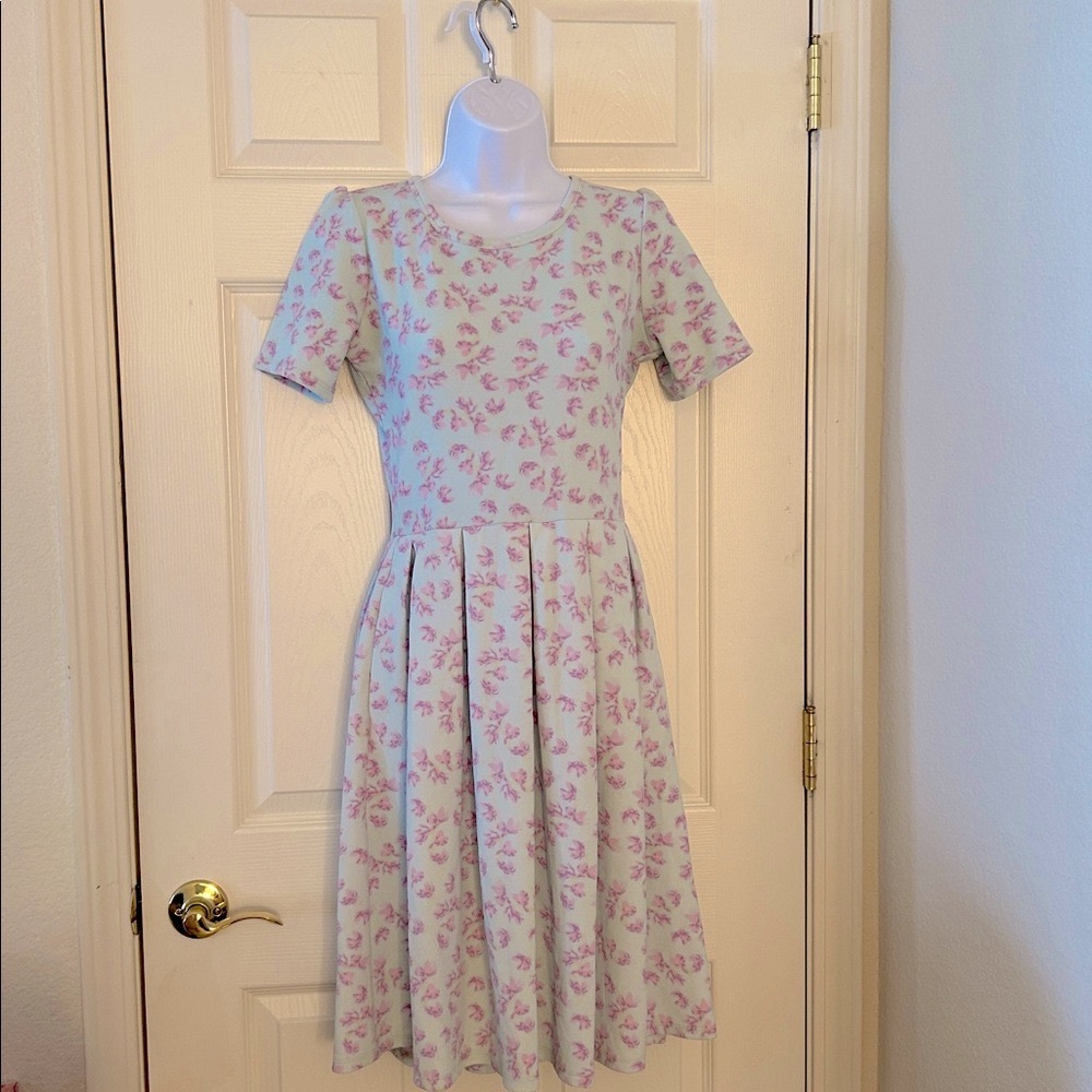 Pastel Blue-Mint Green + Pink -Purple Floral Fit-and-Flare Dress